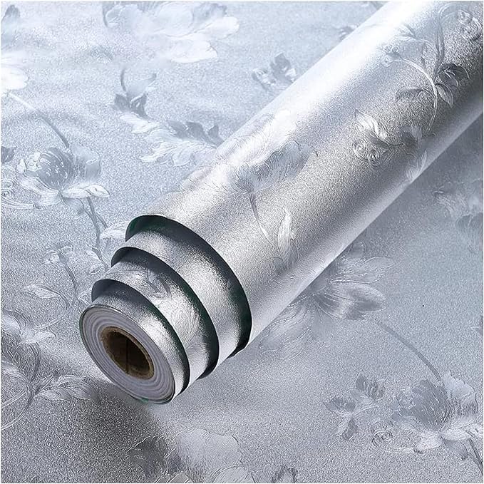 SIA VENDORS Kitchen Oil Proof Sticker Backsplash Aluminum foil Oil Self-Adhesive Paper Cabinet Liner Waterproof and Heat Resistant Peel and Stick backsplash (24 X 100 Inch, Rose Silver) (B0CMLGC1J4) Amazon Price History, Amazon Price Tracker