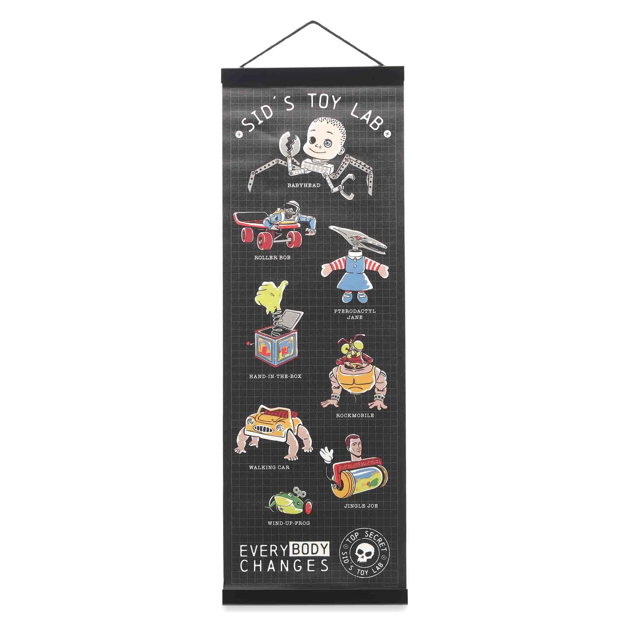 Open Road Brands Disney Pixar Toy Story Sid's Toy Lab Toys Hanging Canvas Banner - Fun Sid's Lab Wall Decor for Home