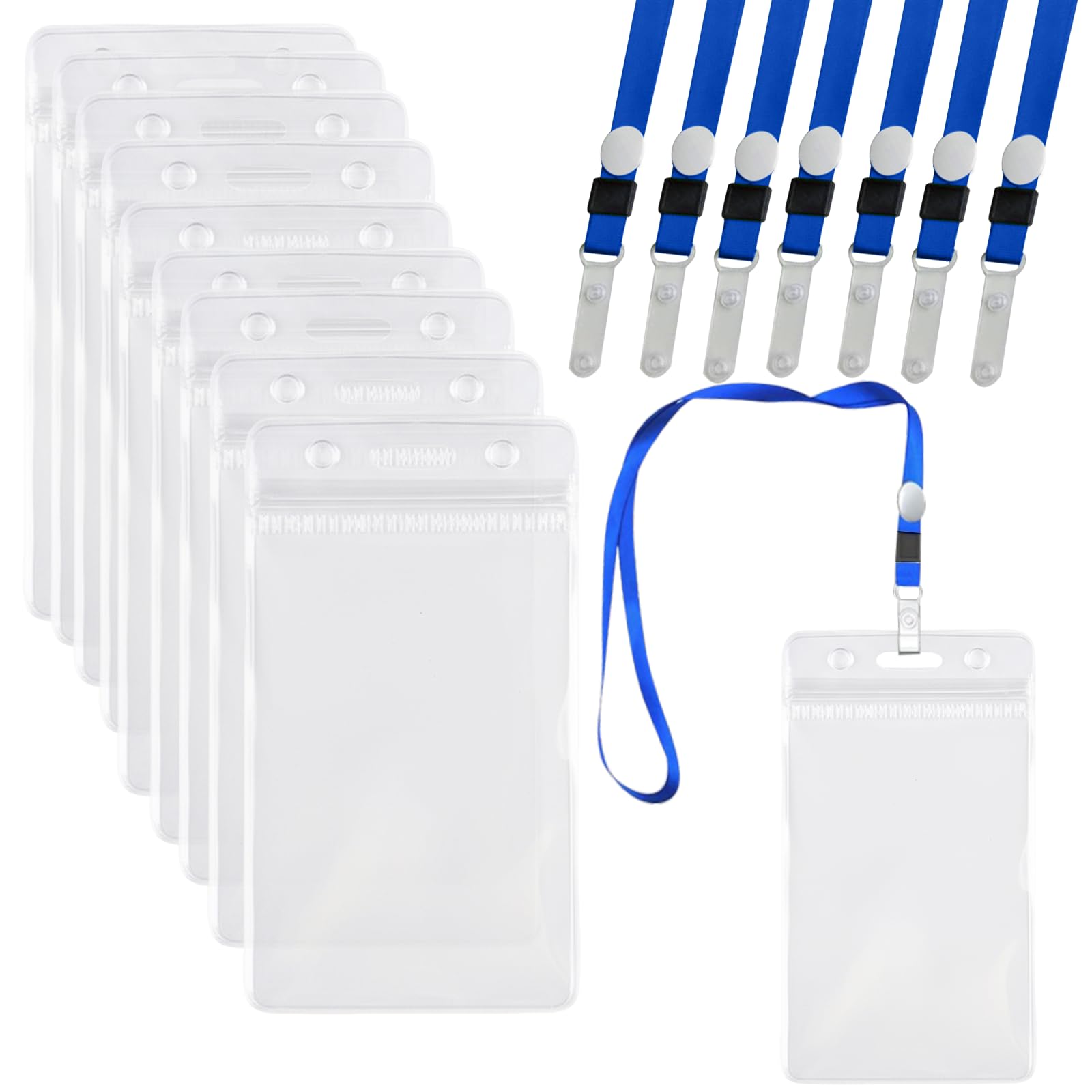 10 Set A6 Vertical PVC ID Card Holders with Lanyards 11x16cm