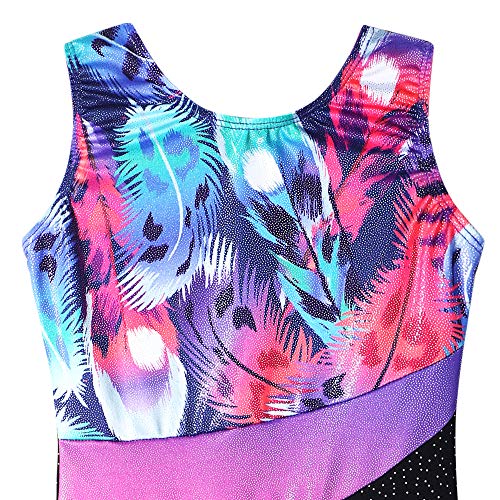 Image of HOZIY Leotards for Girls Gymnastics Kids Children Biketard Snowflake Ribbon Blue Purple Hot Pink Sparkle
