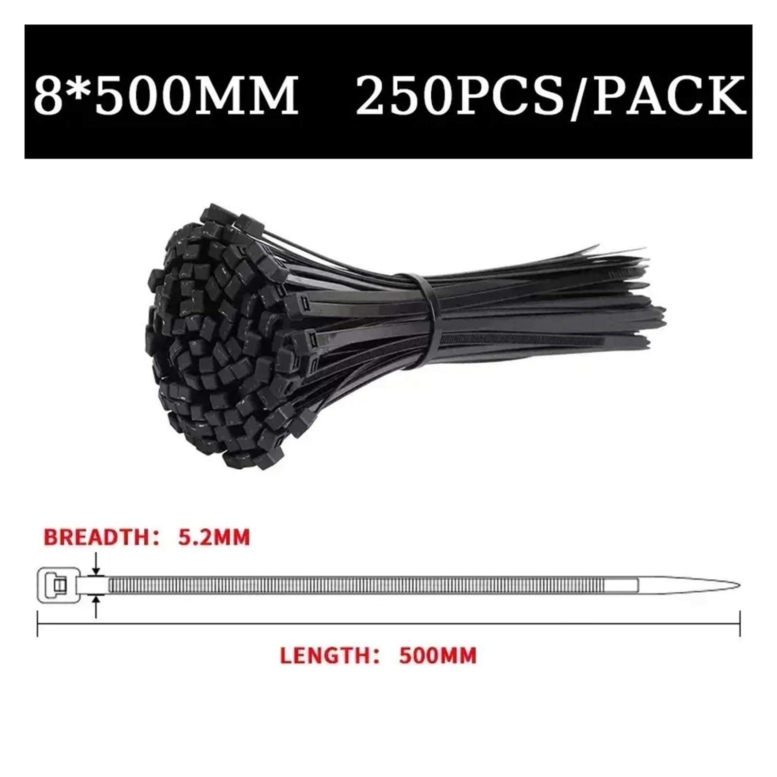Fascette in Nylon, Resistenti Fascette No-UV for Uso Industriale all'aperto(8x500mm)