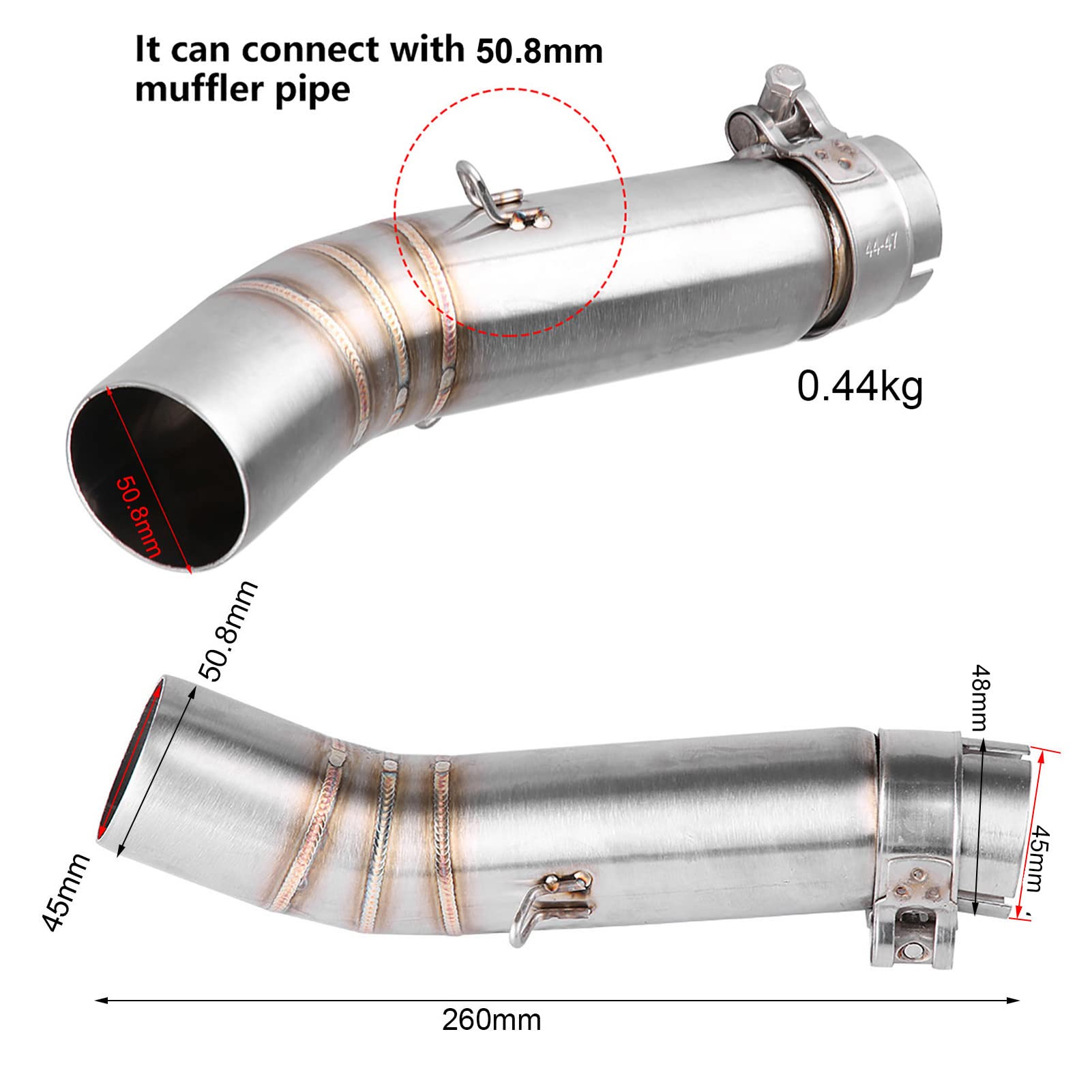Silenciador de Tubo Medio de Escape de Motocicleta Conector de Enlace Adaptador de Tubo Medio para CBR500R CB500X CBR400R CB400X