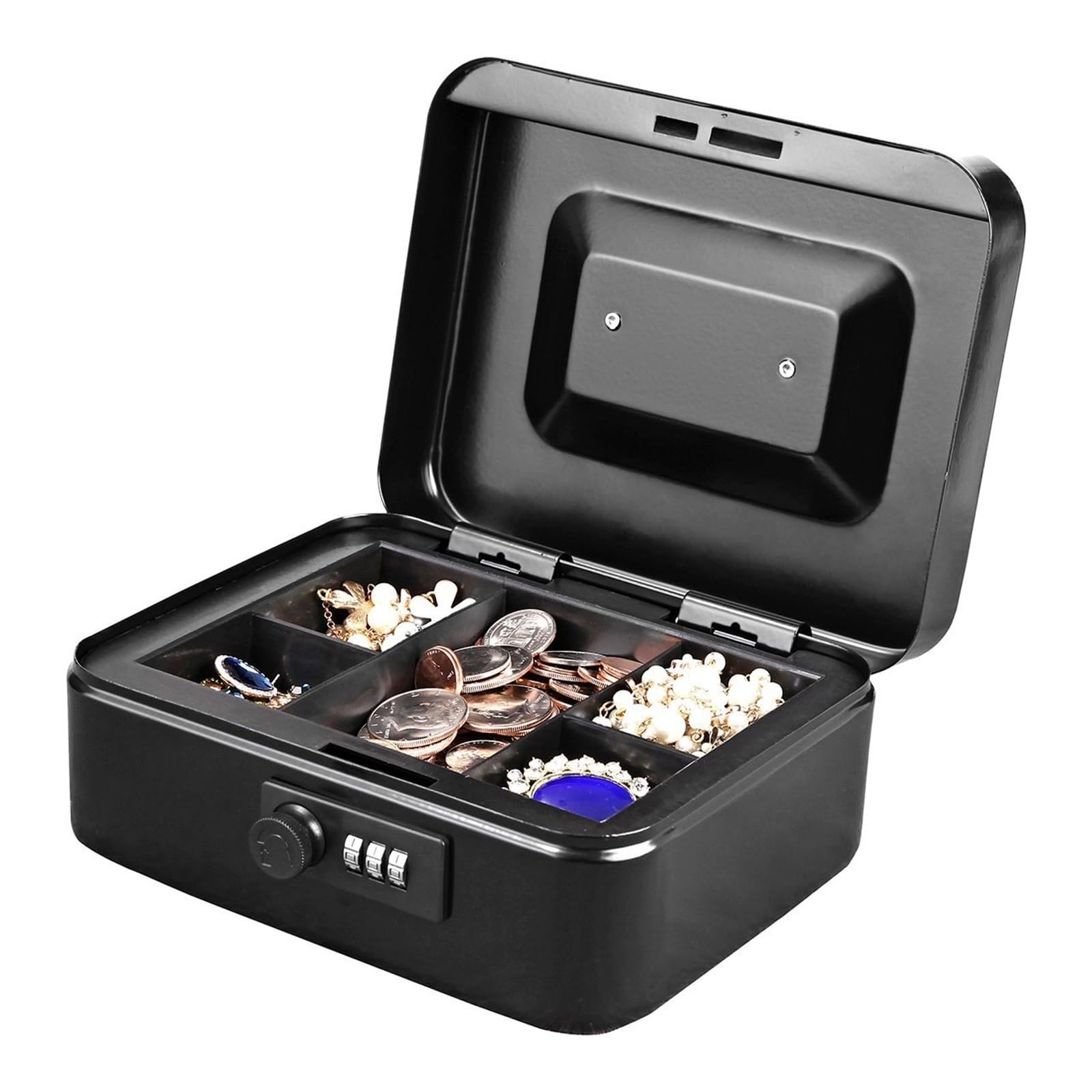 Caja fuerte con cerradura para llaves, almacenamiento impermeable, organizador, mini armario secreto para exteriores, 300 mm x 240 mm x 90 mm, acero con contraseña, con hucha de papel tamaño A4 p