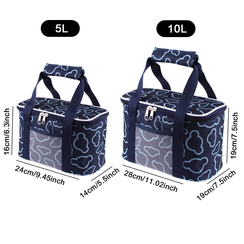 Morbuy Borsa Termica Porta Pranzo 10L - Lunch Bag Isotermica In Tessuto Oxford, Blu/Verde, Con Tasca Frontale, Per Picnic E Ufficio