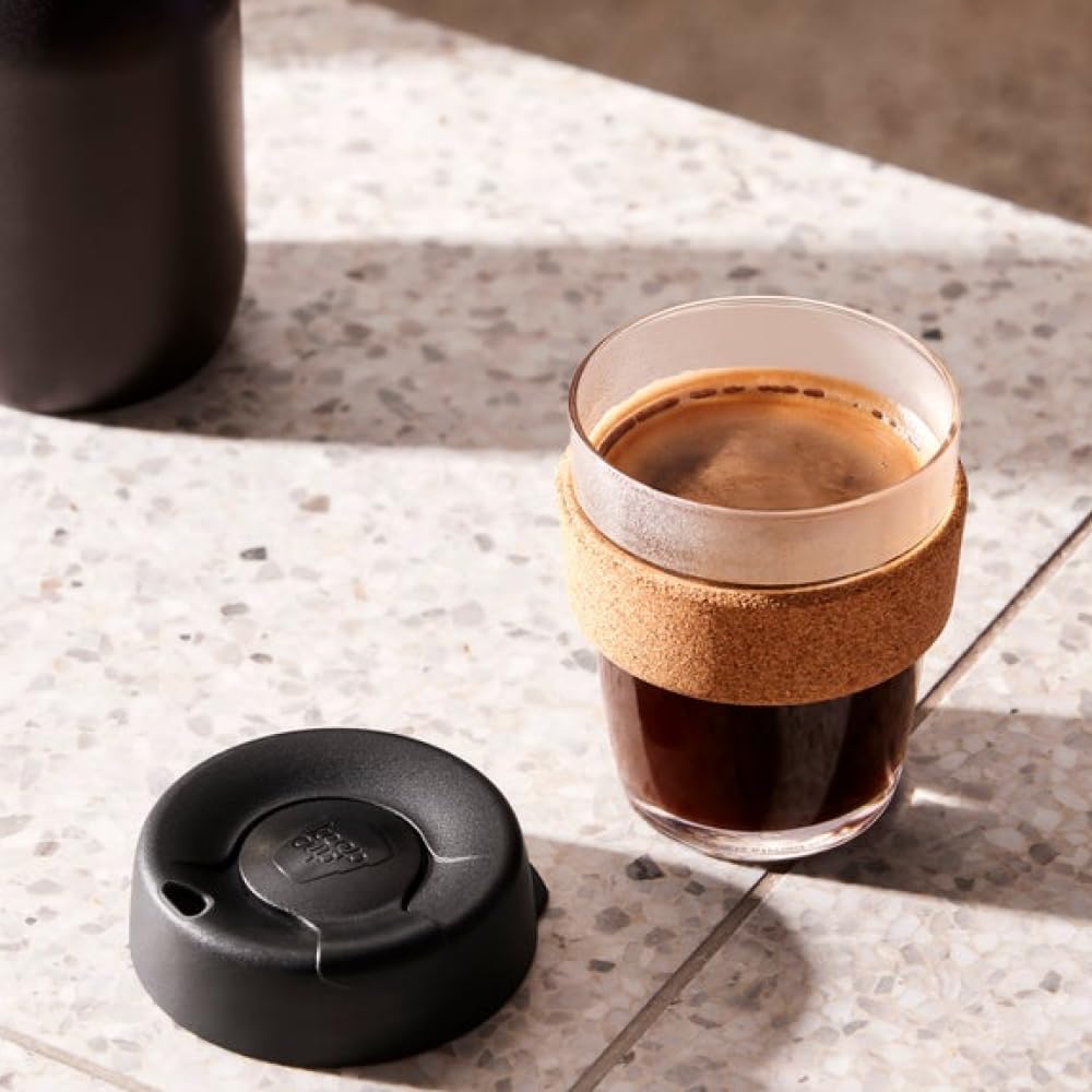 KeepCup BCALM12 Brew, Reusable, Tempered Glass Cup with Cork Band,12 OUNCE