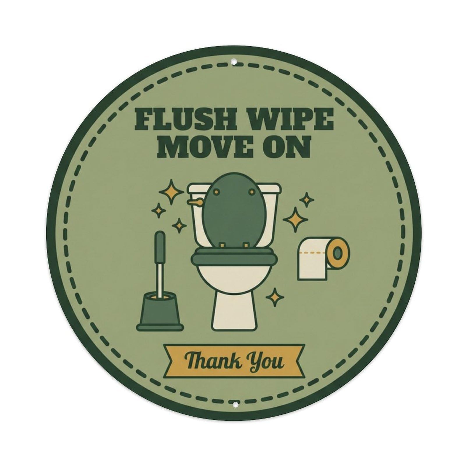 Metal Tin Sign Toilet Clean Bathroom Reminder Flush Wipe Move On