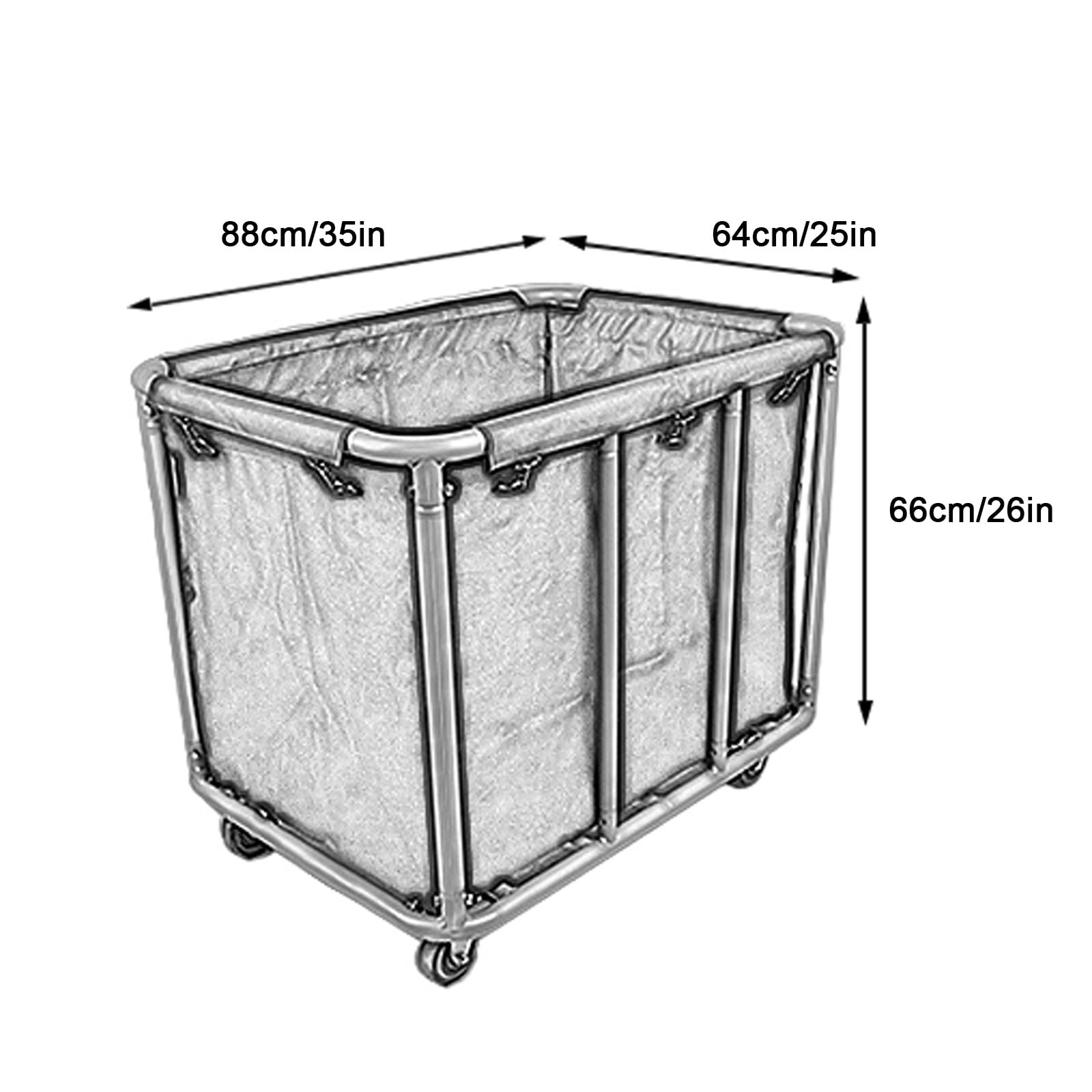 Wózek do czyszczenia ze stali nierdzewnej, kosz na pranie o dużej pojemności, woł gruba tkanina, ciche kółka 10 cm, idealny do użytku domowego i biurowego (niebieski)