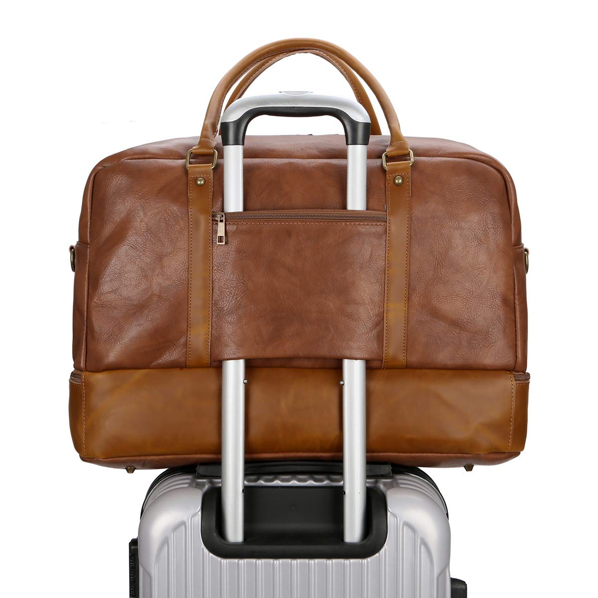 BAOSHA HB-38 - Borsa da viaggio in pelle sintetica, borsa da viaggio, borsa per weekend con scomparto per scarpe da uomo e da uomo