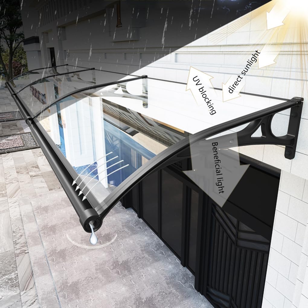 Tettoia In Policarbonato Per Porte/Finestre - Trasparente, Antipioggia | Misure 60-180cm - Foto 7