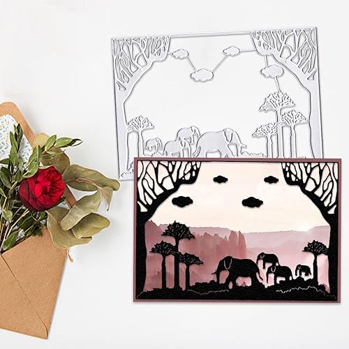 Miniatura 3 de Troqueles de corte de hojas de palmera con diseño de flores, fondo frontal para hacer tarjetas, 2 hojas de palmera, marco de fondo troquelado,