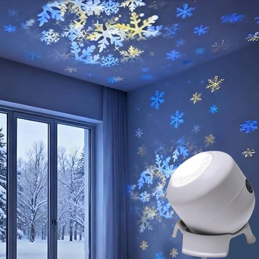 NPLSEO Galaxy Projector Star Projector for Bedroom, Dynamic Rotating LED Light Projector, Christmas Snow Colorful Rotating Projection Light, Night Light for Kids Adults Room Decor (Snowflake)
