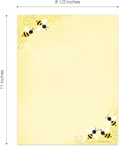Miniatura 6 de Bumble Bee - Papel con membrete de abeja, 50 hojas, 8.5 x 11 pulgadas, papel decorativo para todas las ocasiones, papel decorativo para aula, baby