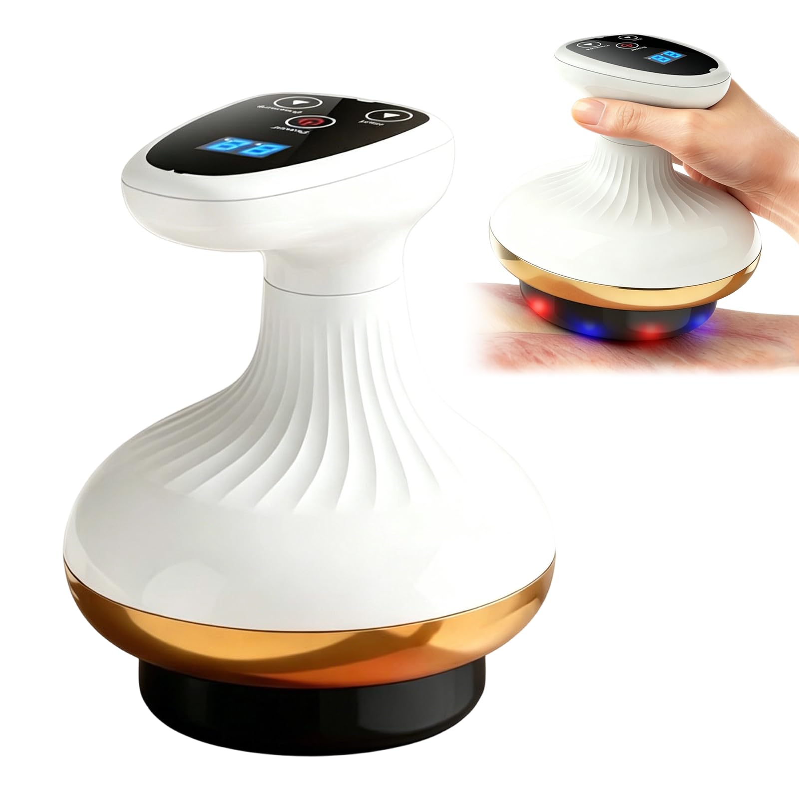Vacuvia Cellulite Massager, Massagegerät mit Wärmetherapie, Gua Sha Elektrisch, Rotlicht & Blaues Licht, 9 Heizstufen+9 Saugstufen, Durchblutung, für Bauch, Taille, Arme, Beine, Gesäß