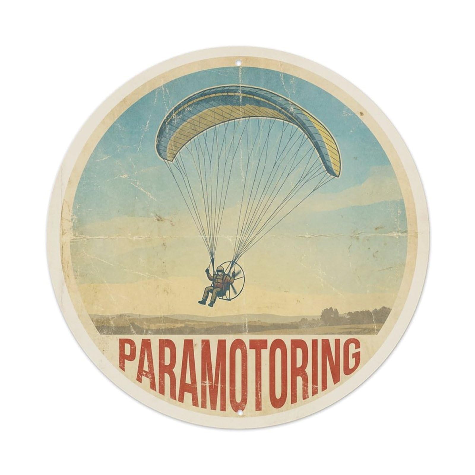 Vintage Paramotoring Extreme Sports Vintage Metal Tin Sign Plaque Wall Decor for Cafe, Club Bar, Office, Garden Metal Poster 8x8Inch