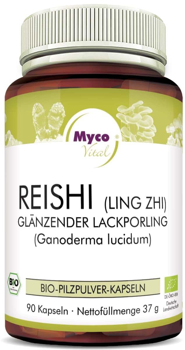 Reishi Premium Bio Kapseln | Superfood Pilzpulver-Kapseln | 90 Kapseln je 400mg Pulver | Ohne Zusatzstoffe 100% vegan | Höhste Qualität