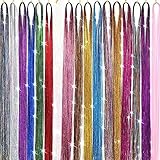 Hair Tinsel Strands Sparkling Shiny Glitter Dazzle Bling 100CM 17 Color 2500 Strands Heat Resistant...