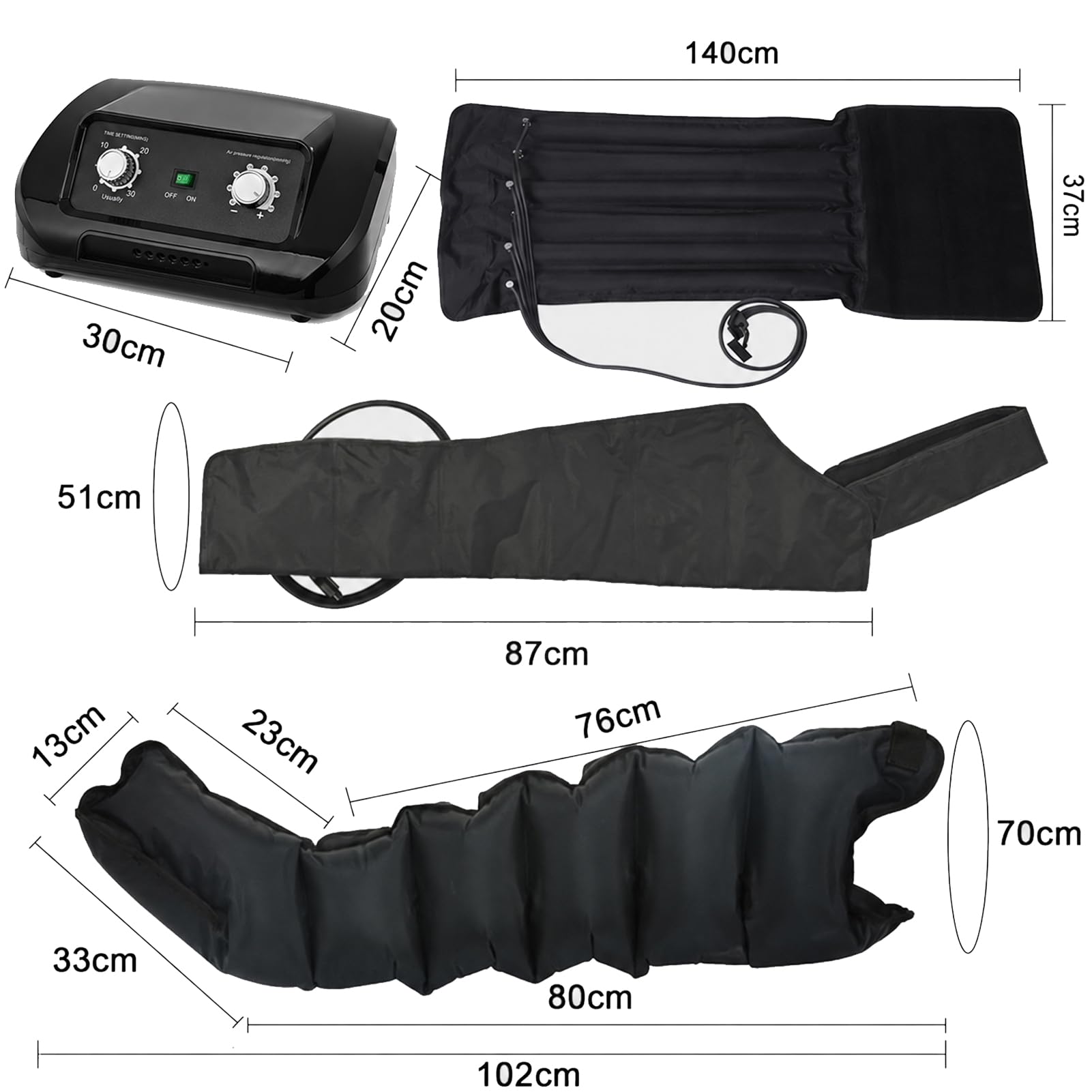 Equipo De Presoterapia Pies Piernas Y Abdomen Casa, L/XL Maquina para Presoterapia para Casa 6 Camaras Botas De CompresióN para Piernas, Maquina Presoterapia Profesional