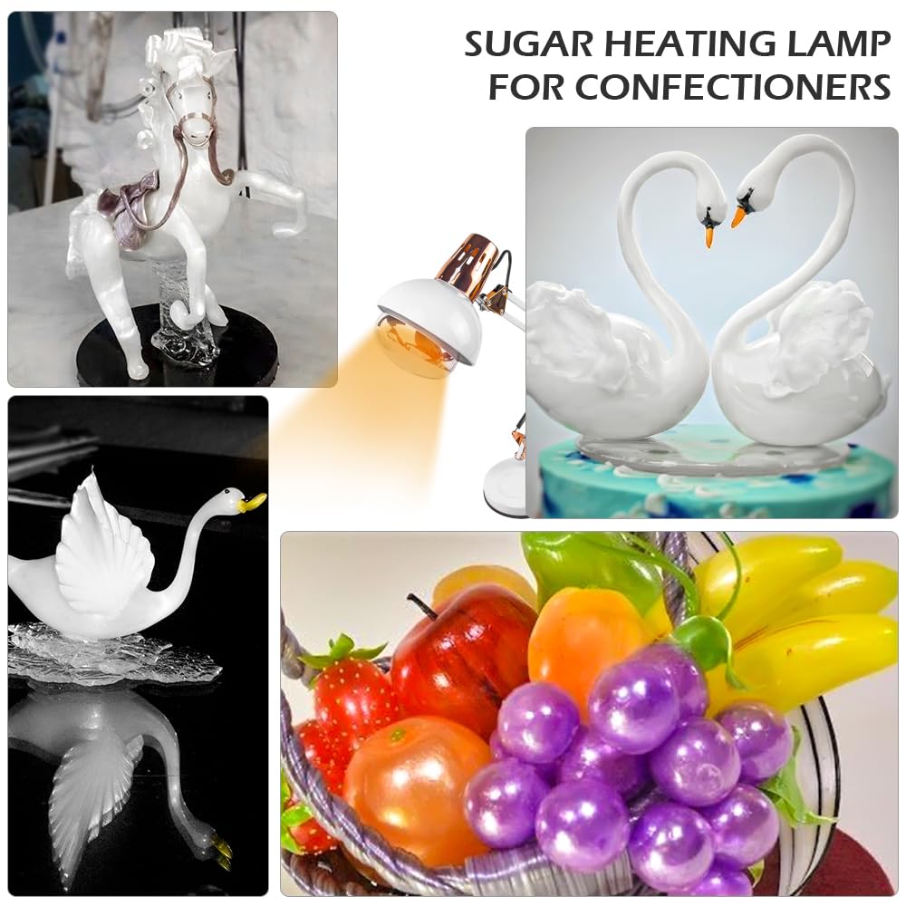 DUEBEL Lámpara de Calor para Alimentos, Calentador de Isomalt y Chocolate para Modelar, Herramienta Profesional para Confiteros, Pasteleros y Chefs (Blanco y Dorado)