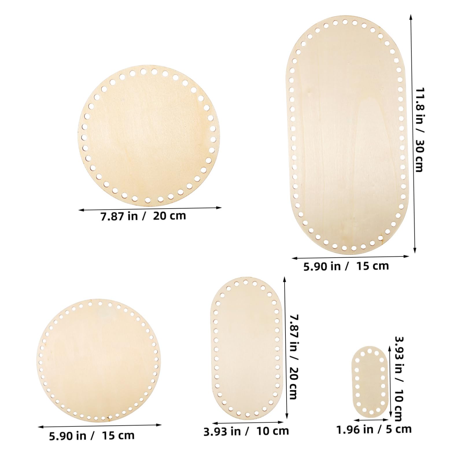 VICASKY Craft Wood Shapes 5pc Wood Basket Base for Crochet Weaving Knit Crochet Bases Decor