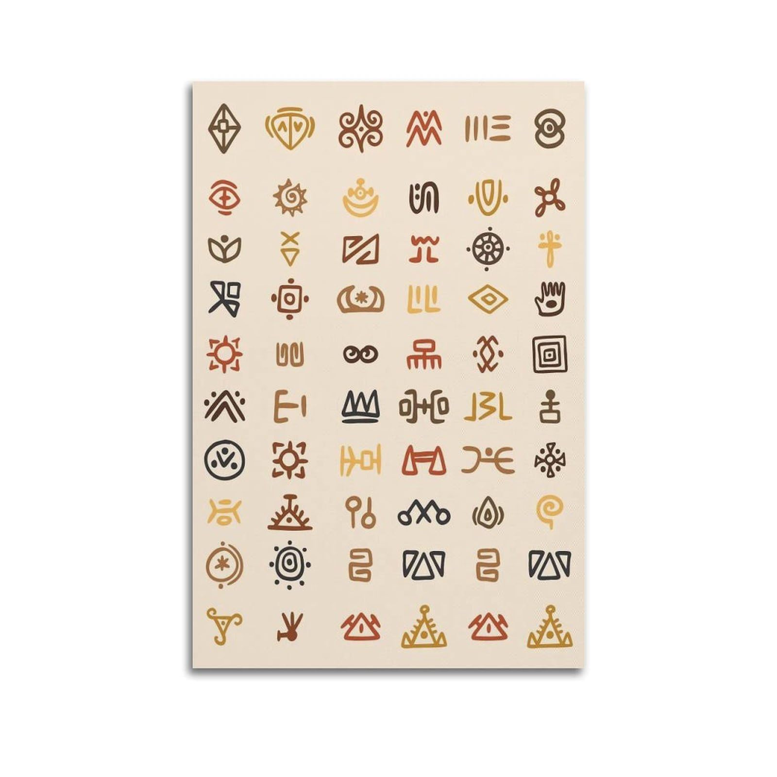 XKUGA Geometric Symbol Ethnic Tribal Folk Poster Pattern Totem Modern Decorative Canvas Prints - Ideal Wall Art for Family, Man Cave, Game Room, Boys & Girls Bedroom 20x30inch(50x75cm)