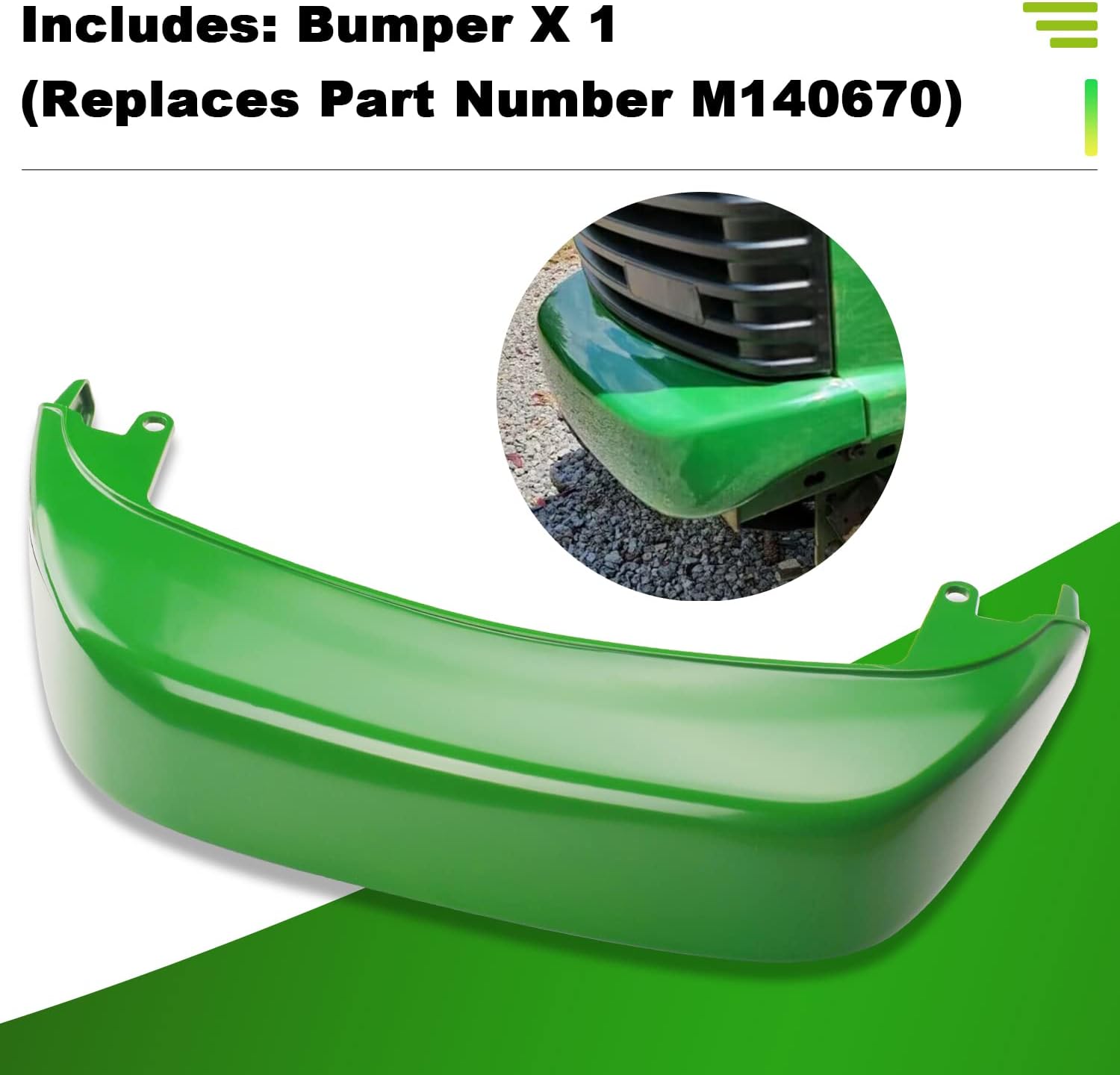 M140670 Front Bumper for J-ohn Deere Lawn Mower GT225 GT235 GT235E GT245 GX255 LX255 LX277 LX279 LX288 LX289 M126083 w/Mounting Hardware