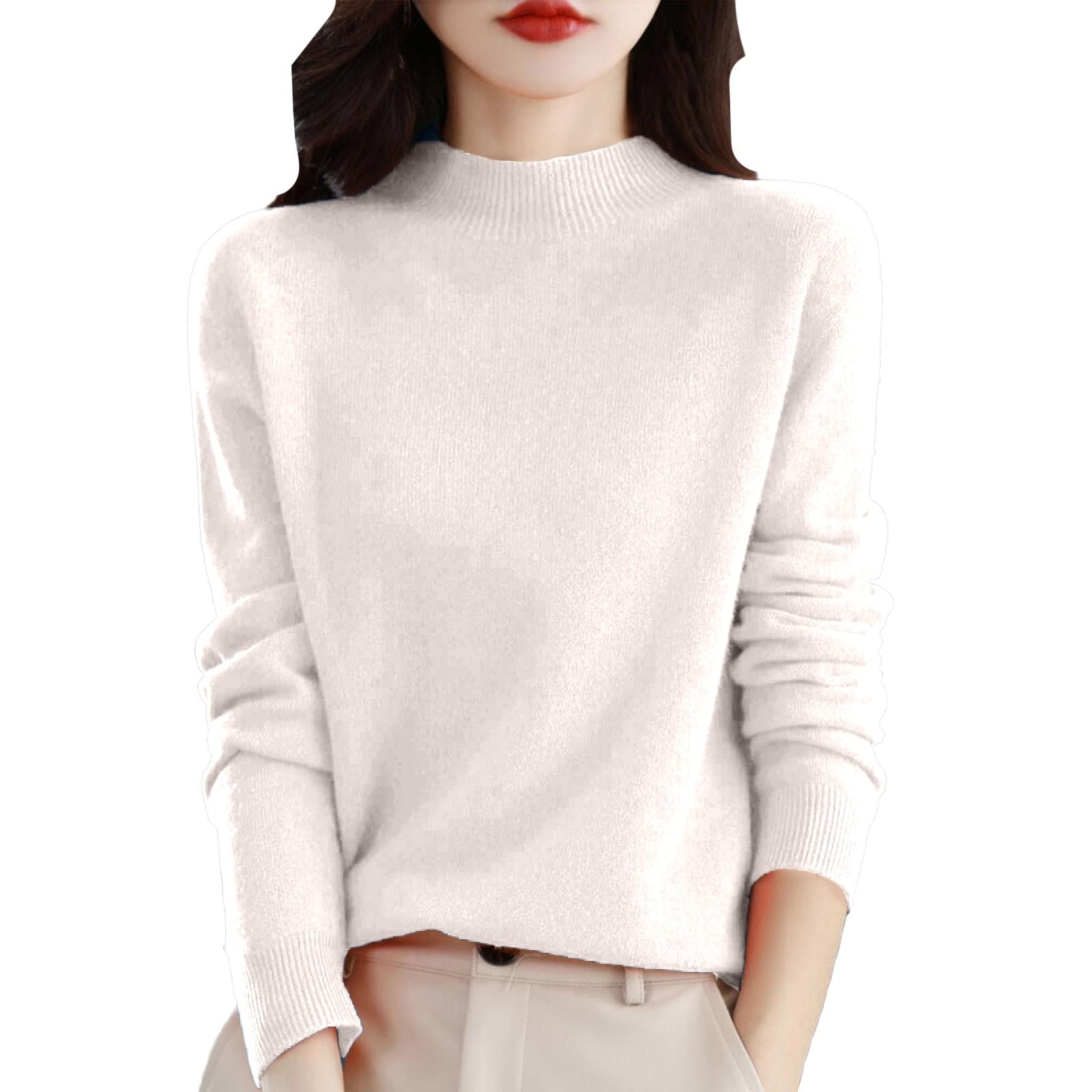 Cashmere Sweaters for Women Cozy Long Sleeve Wool Base Layer Fall Winter Lightweight Knit Crewneck Sweater Tops