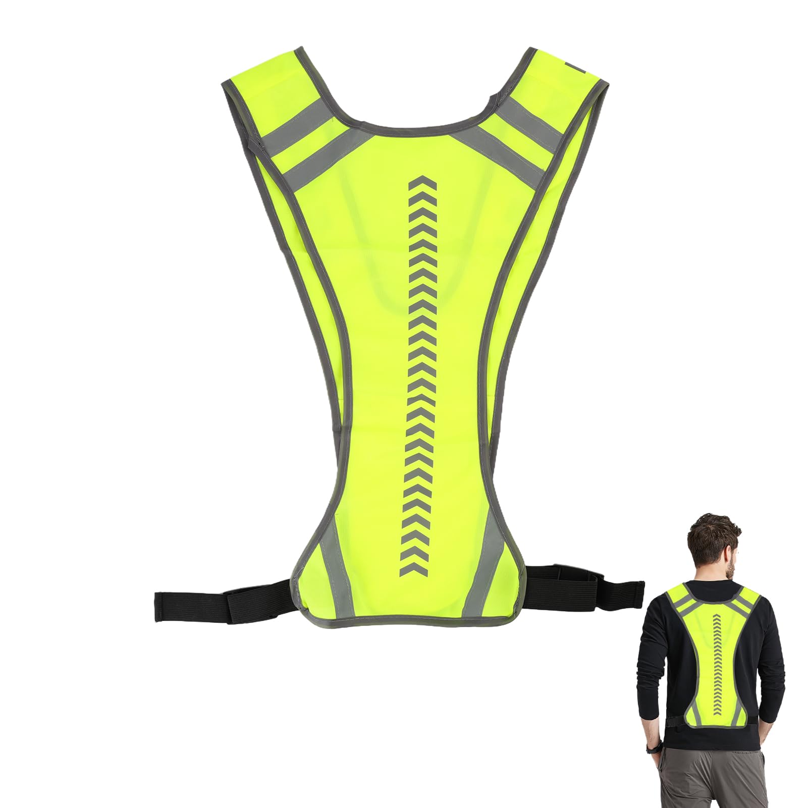 GodtKowty High Visibility Reflective Safety Vest with Pocket, Adjustable Breathable Reflective Gear for Men and Women, for Jogging, Hiking, Cycling - Fluorescent Yellow