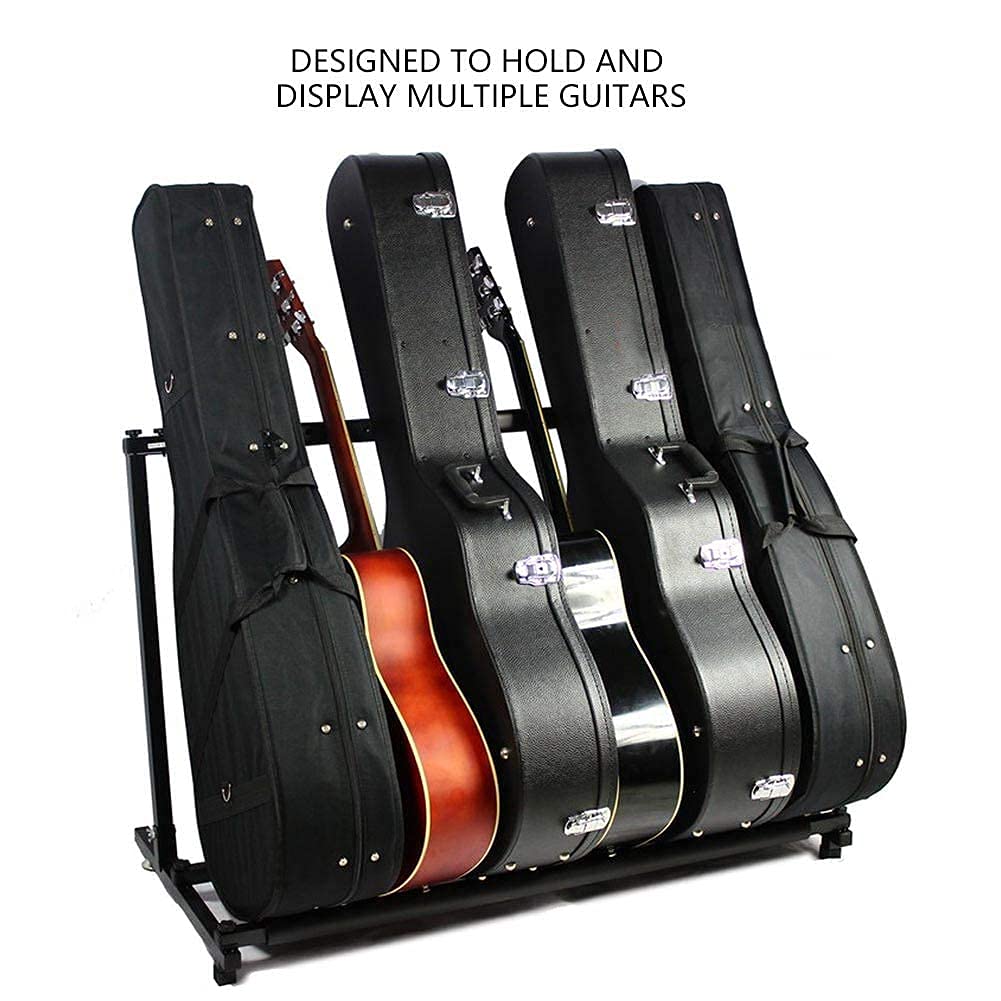 Multi-Gitarrenständer, 5-Fach Gitarrenständer, Gitarrenstaender Mehrfach für Akustikgitarre, Westerngitarre E-Gitarren, Abstand 12 cm