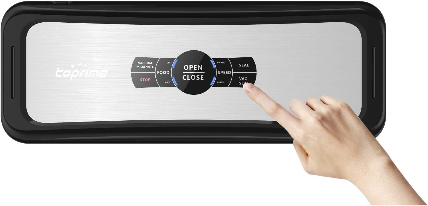 Toprime VS6682H Vacuum Sealer, Lock Food Saver System for Dry & Moist Preservation, Recipe Vac Seal Machine for Sous Vide, 120W Fully Auto, Stainless