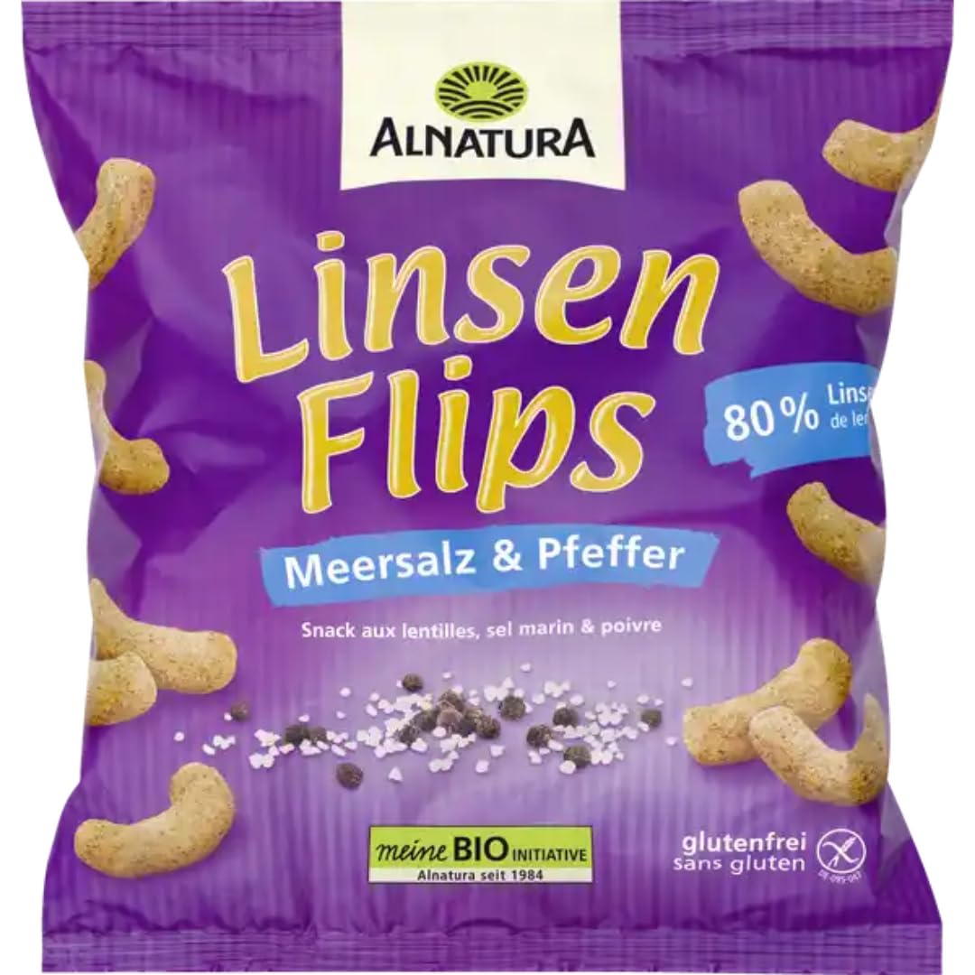 Linsen Flips mit Meersalz & Pfeffer – 75 g – 6er Pack – Knuspriger Linsensnack | Proteinreich & würzig