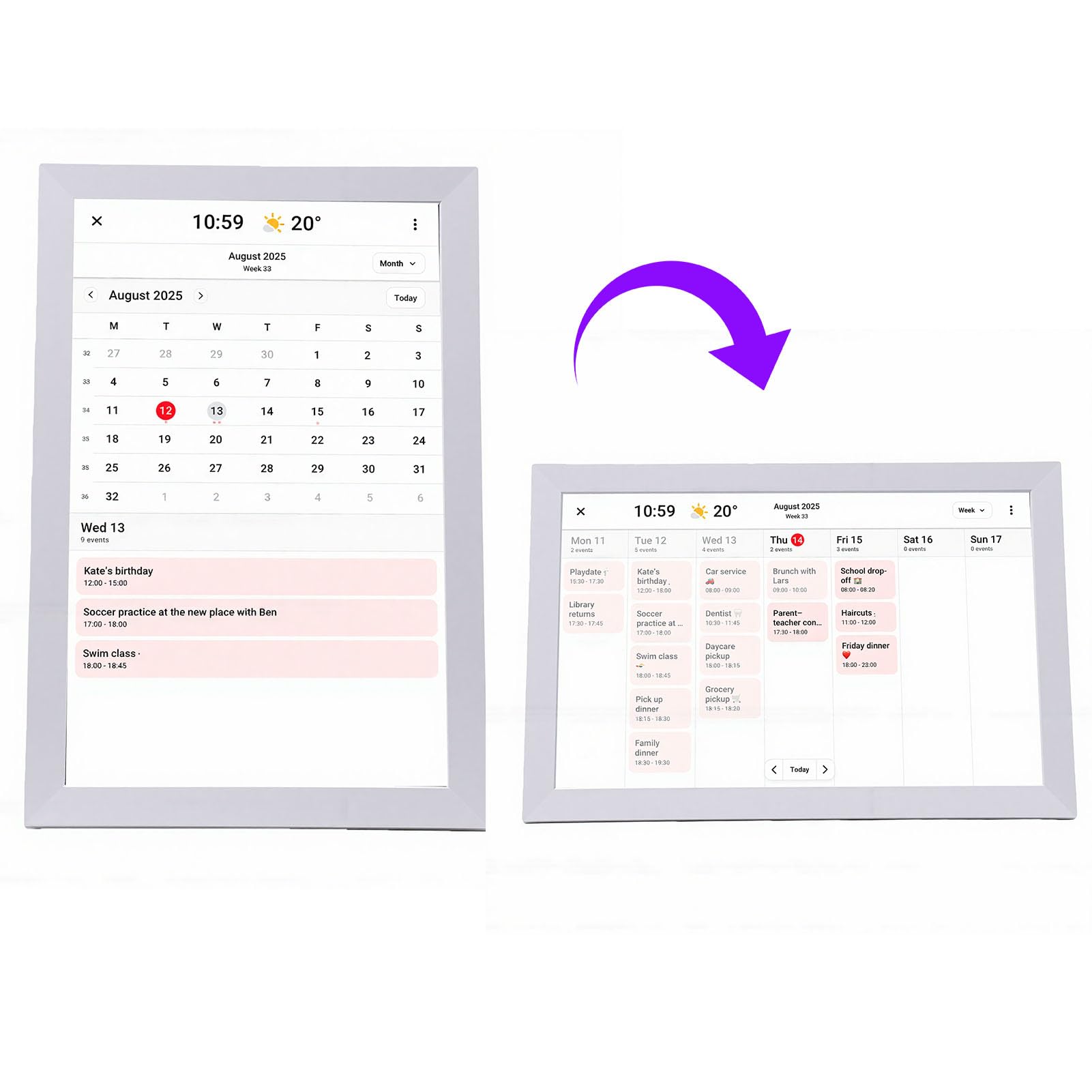 10,1-Zoll-Smart-Digitalkalender, Touchscreen-Familienplaner mit Wand- und Schreibtischmontage für die Organisation Im Home-Office