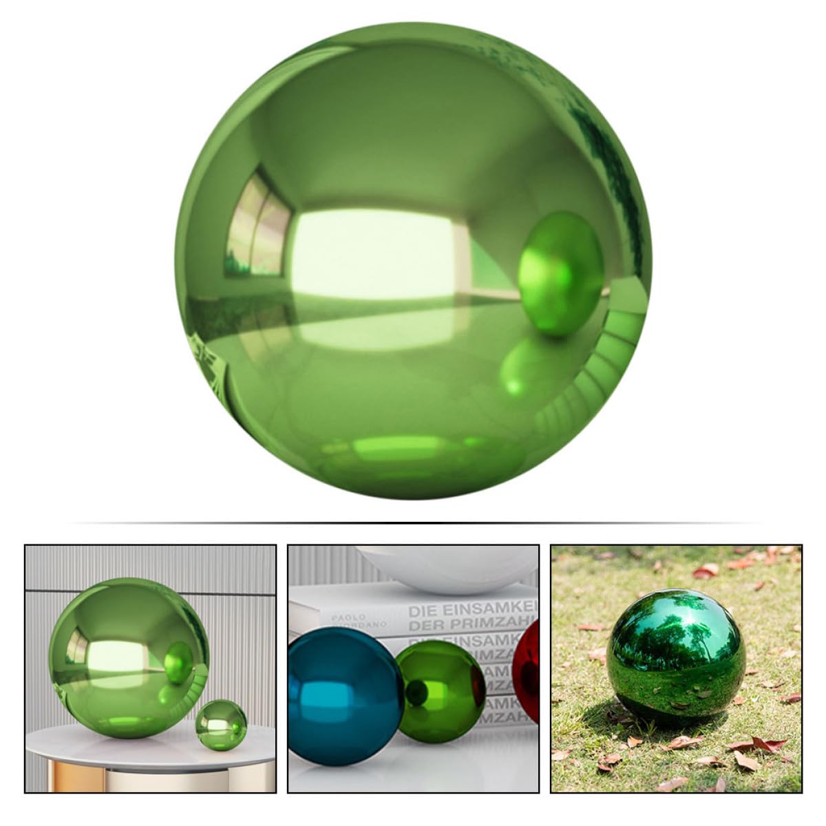 Sfere Riflettenti Palline da Giardino 2 Pezzi in Acciaio Inossidabile da Giardino Design Chic Verde Resistenti per Arredo Esterna e Letto di Fiori