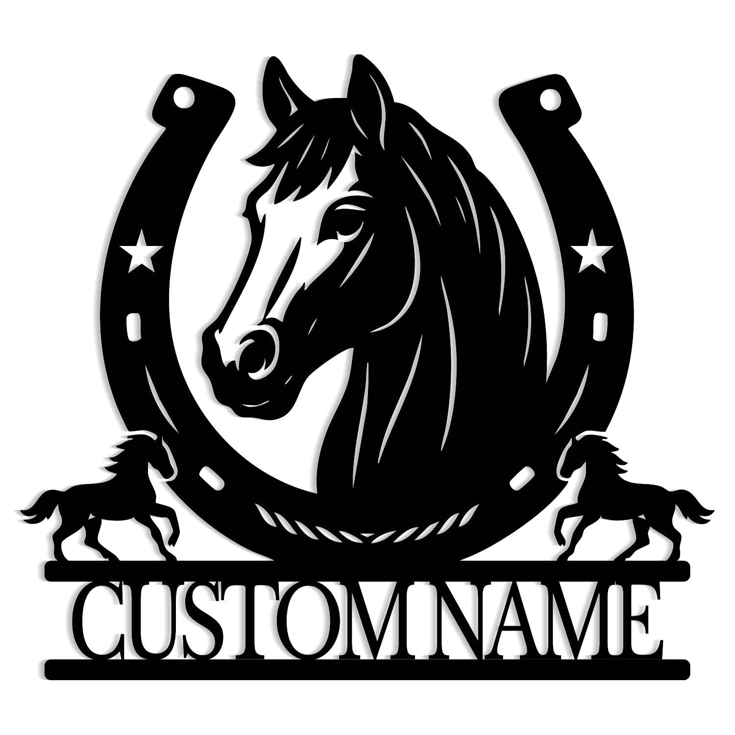 Catannya Style-5 Personalized Horseshoe Metal Sign – Custom Horse Head Monogram Wall Art, Ranch & Barn Farm Decor, Equestrian Gift, Housewarming & Anniversary Plaque (Style-5)