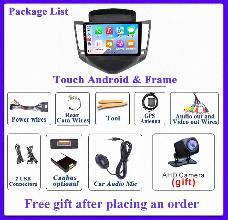 Pantalla coche Carplay Chevrolet Cruze 2009 2010 2011 con Android Auto y Bluetooth 32G 7