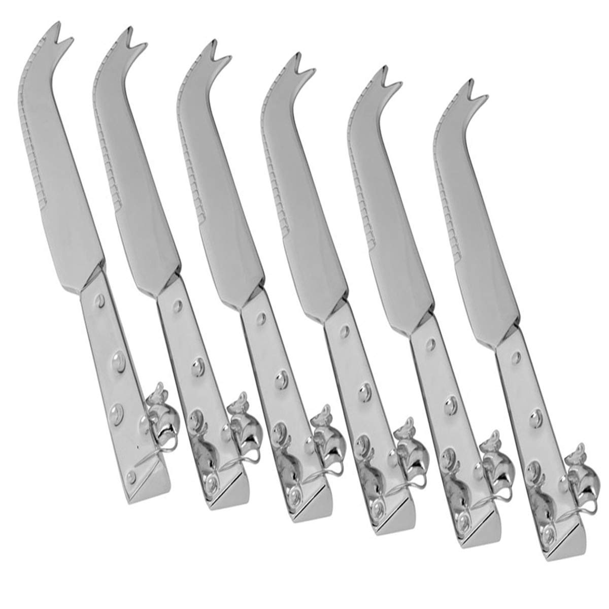 Käsemesser Set 6-teilig Versilbert – Maus & Käse Design – 15,5 cm – Anlaufgeschützt & Inkl. Geschenkbox