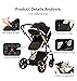 Doraystar 2 in 1 Baby Stroller with Bassinet Mode, Reversible Infant Pram, One-Click Folding, Newborn Travel Stroller, Convertible Toddler Standard Pram Carriage (2US588-BLACK)