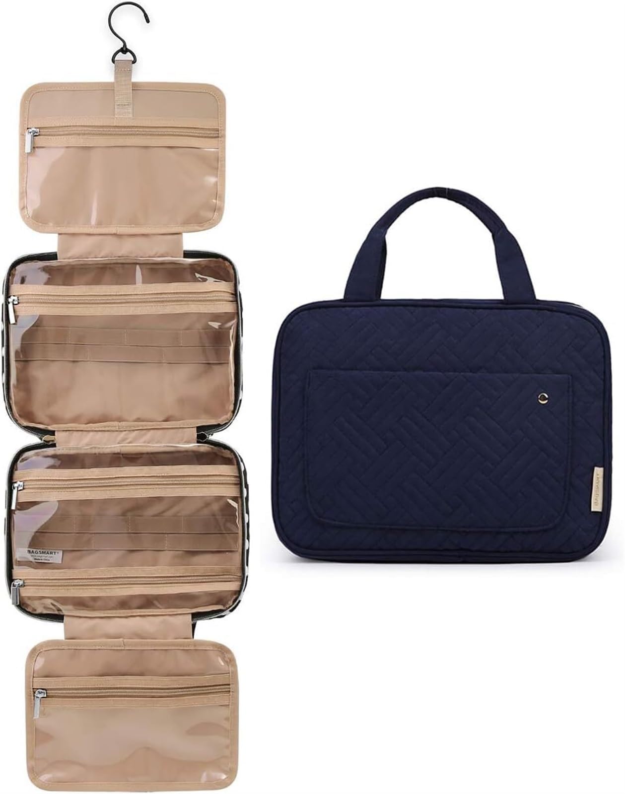 Porta Trucchi Pochette Trucchi Borsa Da Viaggio Borsa Da Toilette Con Gancio Borsa For Cosmetici Impermeabile Trousse Trucchi Donna(Blue)