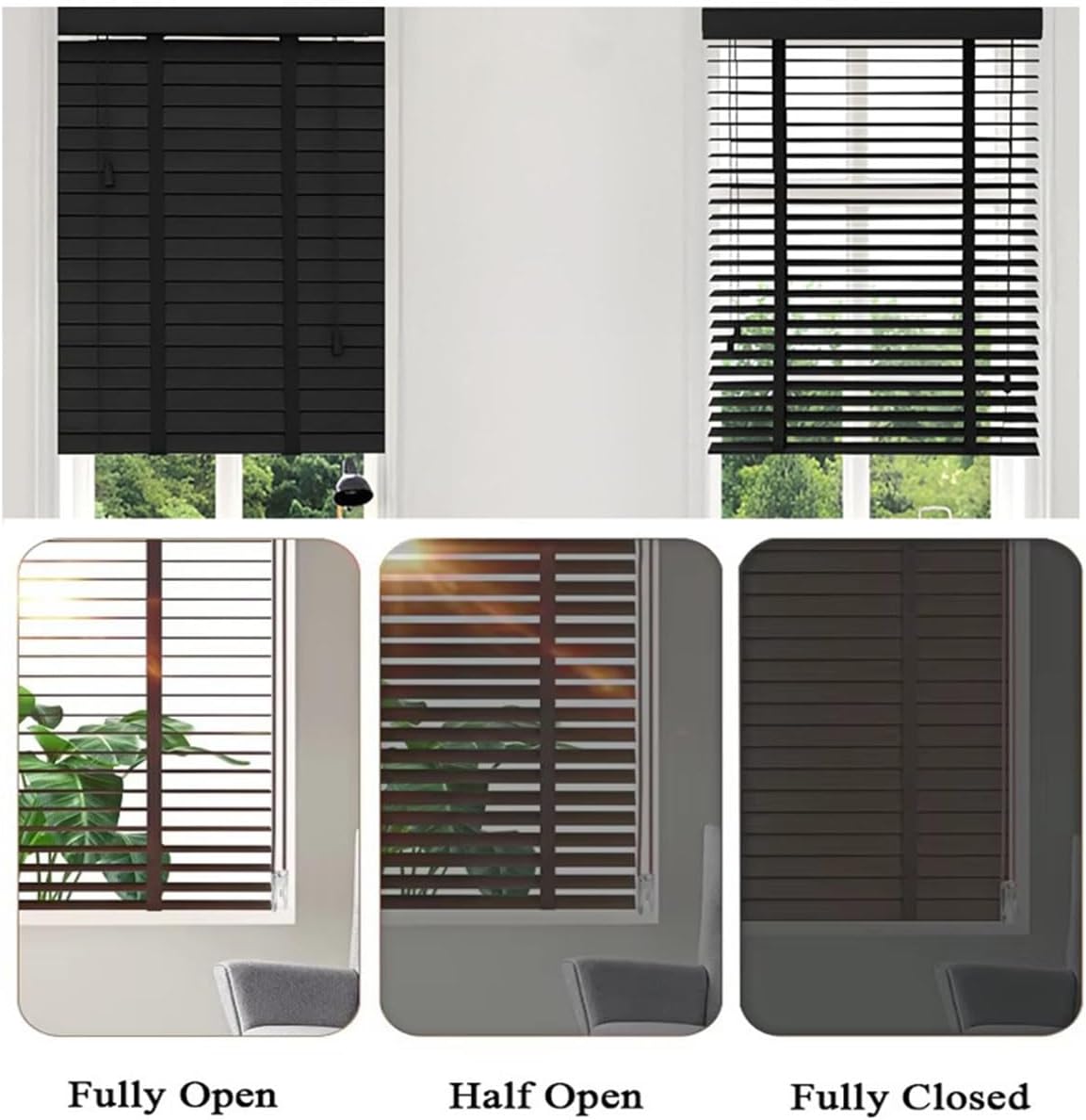 Wood Blinds 2" Slats Indoor Faux Wooden Blind, Cordless Horizontal Window Shades, Light Filtering Sheer Shade Wide 18" 24" 28" 30" 35" 40" 48" 54" 60" 72" Room Darkening for Office,Bathroom(Red)