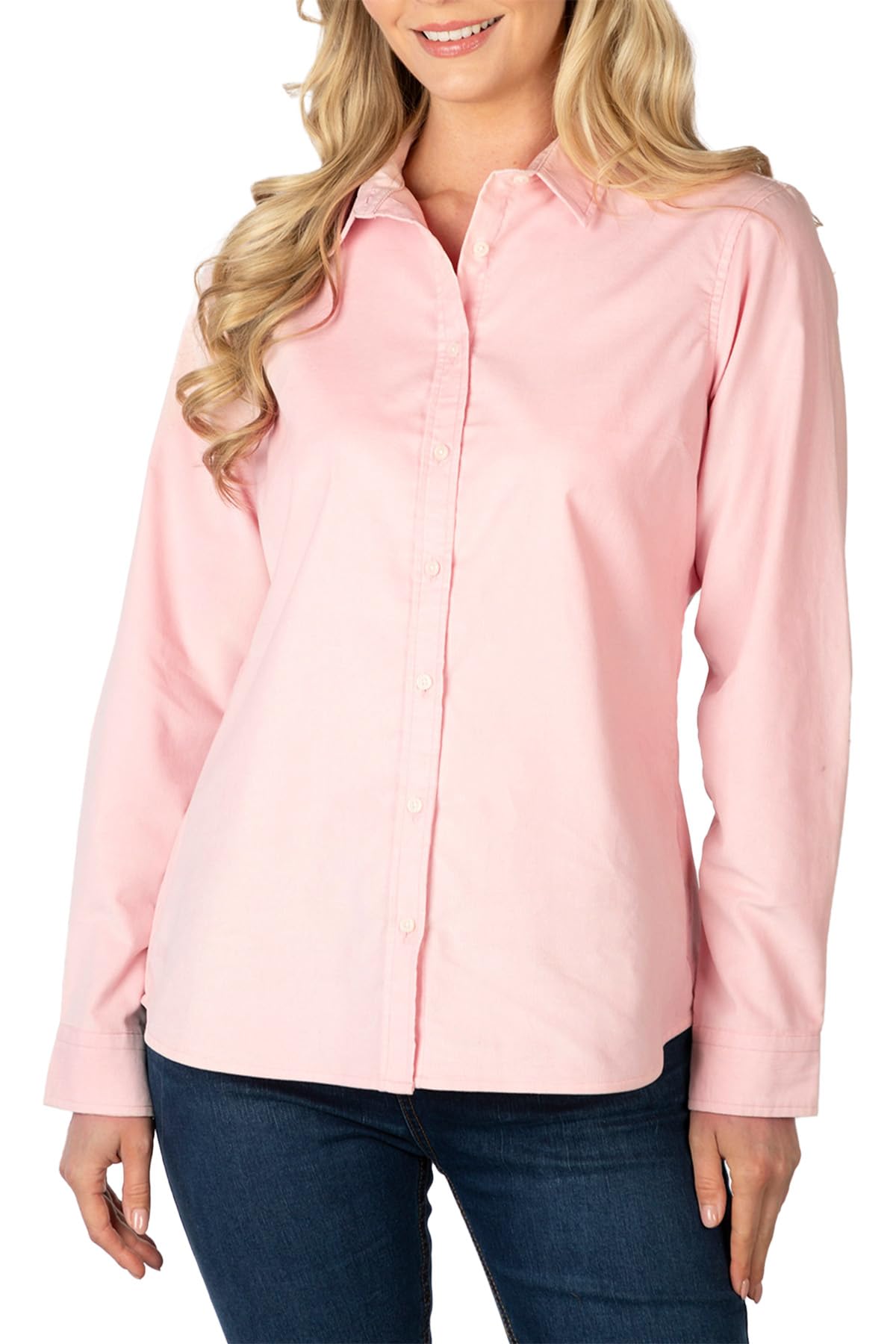 Rydale Women's Pink Corduroy Shirt Cotton Long Sleeved Button Up Shirts Blouse (Uk, Numeric, 20, Regular, Regular, )
