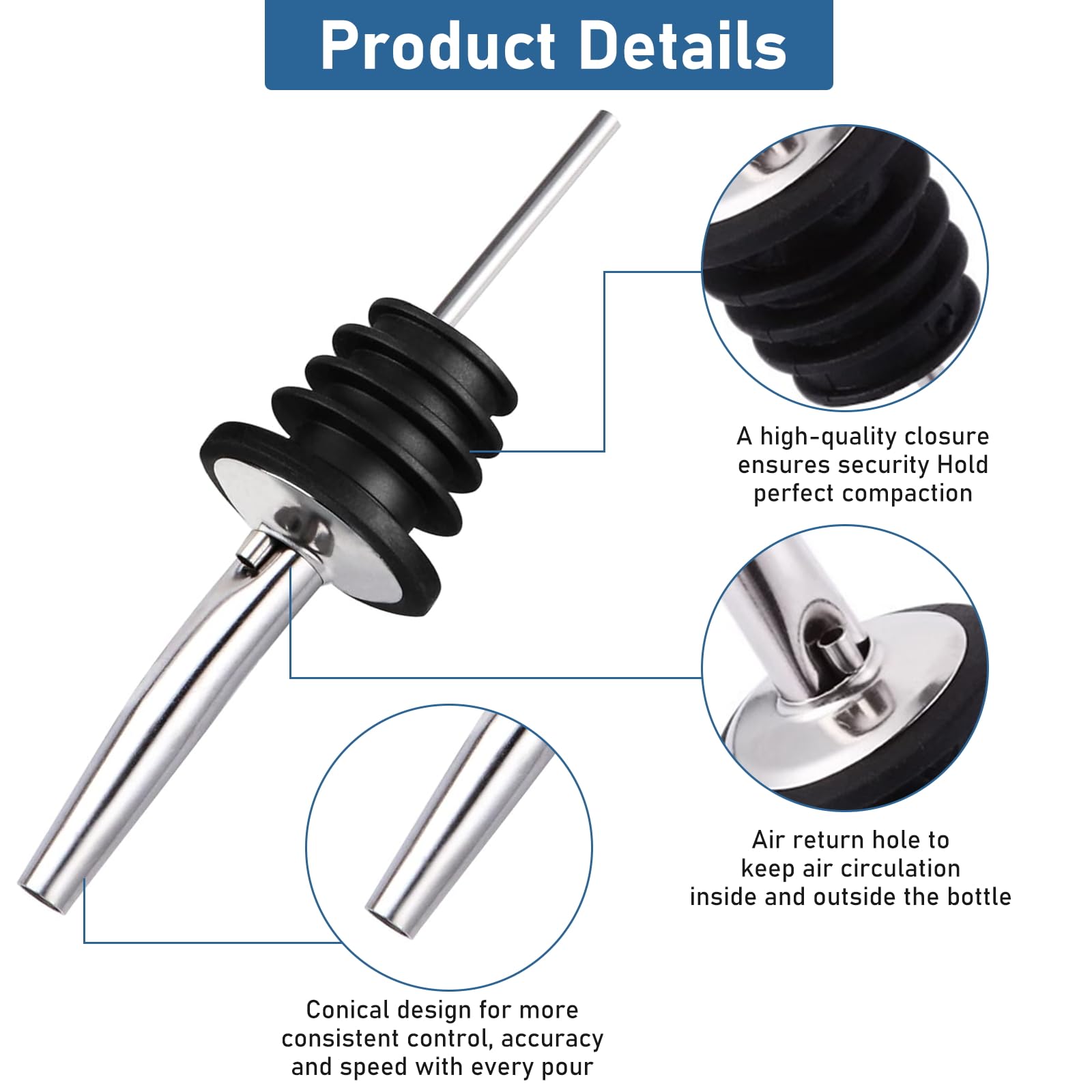 Dosatore Beccuccio 24 Pezzi Liquore Pour Beccucci Versatori Set U2013 Bottiglia In Acciaio INOX Con Beccuccio E Liquore Cappucci Delle Tappi Gomma