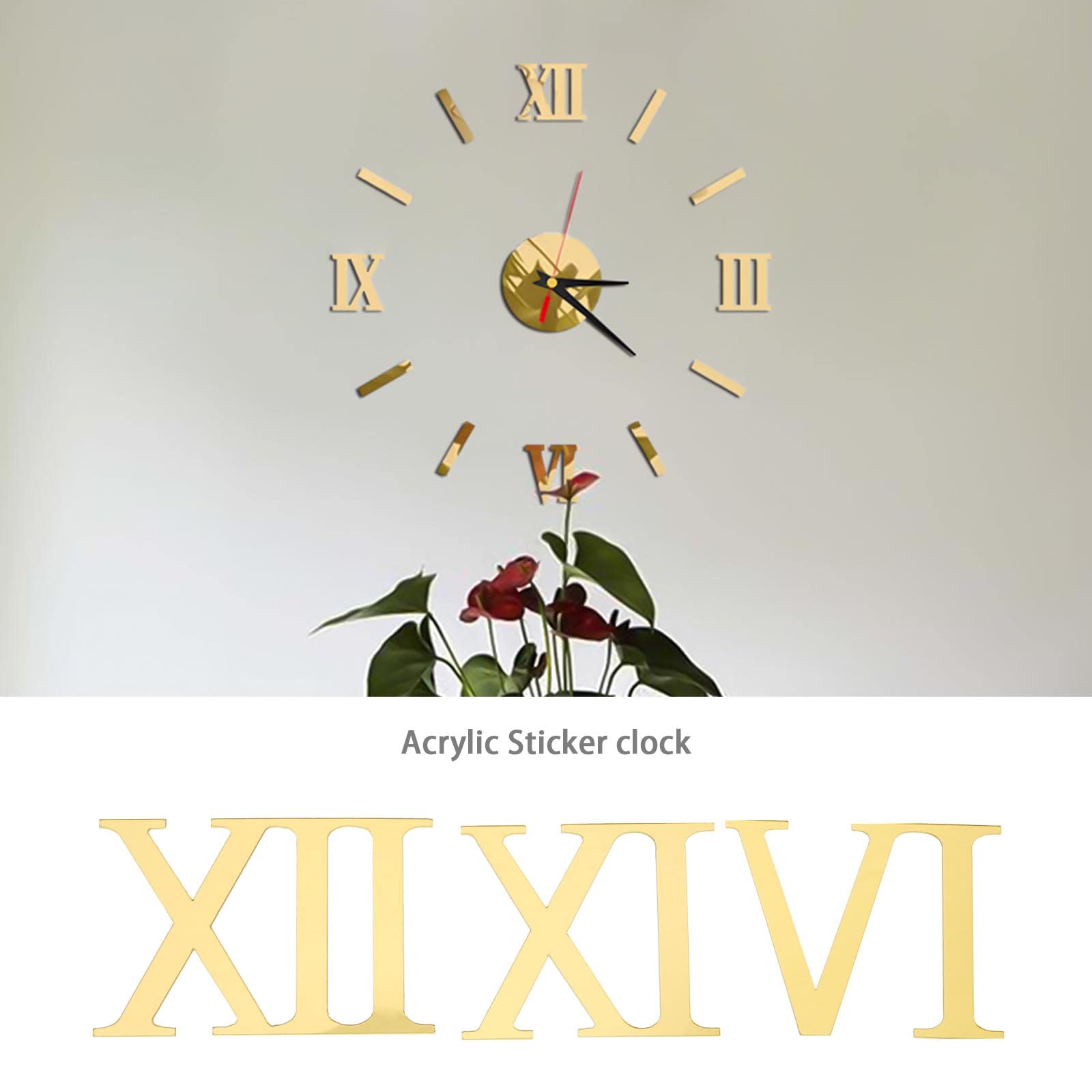 Chiffres D'Horloge Adhésifs Noirs & Dorés - Chiffres Romains Et Pois Pour Décor Horloge DIY