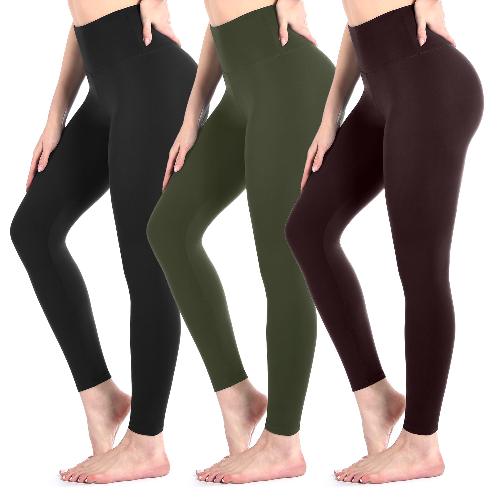 3 Pack Black Leggings for Women, High Waisted Buttery Soft Leggings for Workout Running Yoga
