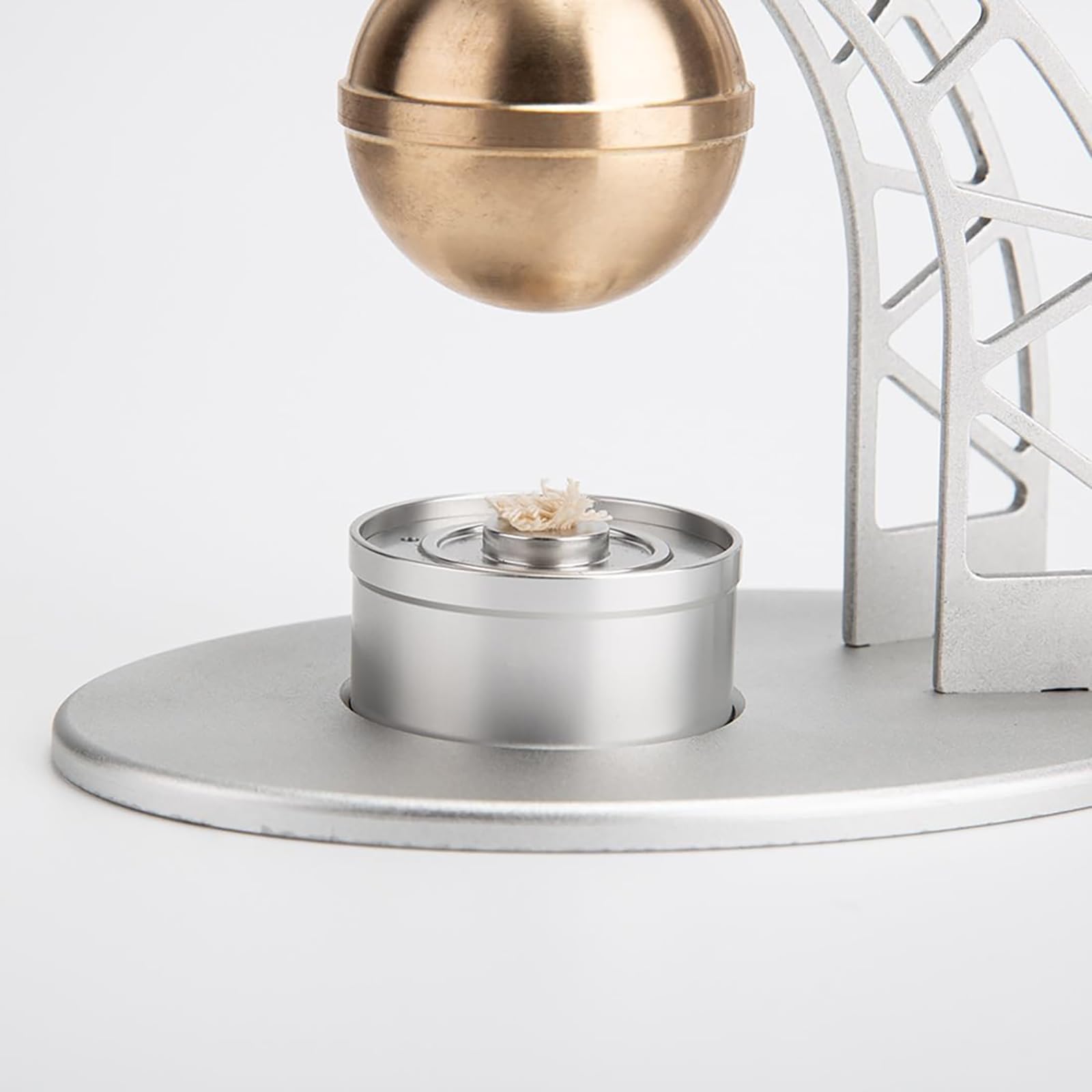 Generisch Heros Dampfmaschinenmodell mit Kessel-Kit, DIY antikes Äolipil-Ingenieurmaschinenmodell, das funktioniert, Physik-Wissenschaftsset für Erwachsene,Silber