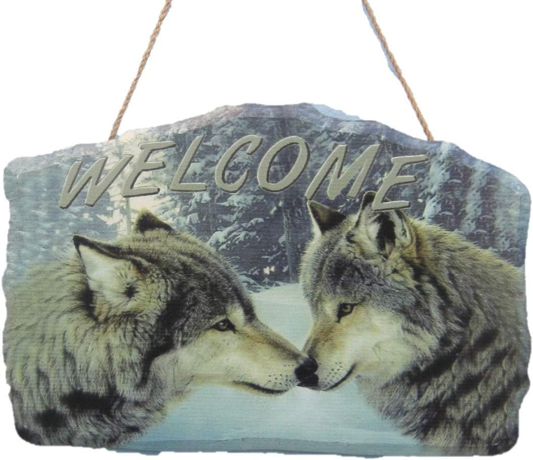 Kinnex Collection 9" by 7" Welcome Door/Gate Hangers-Two Wolves -DC12144D