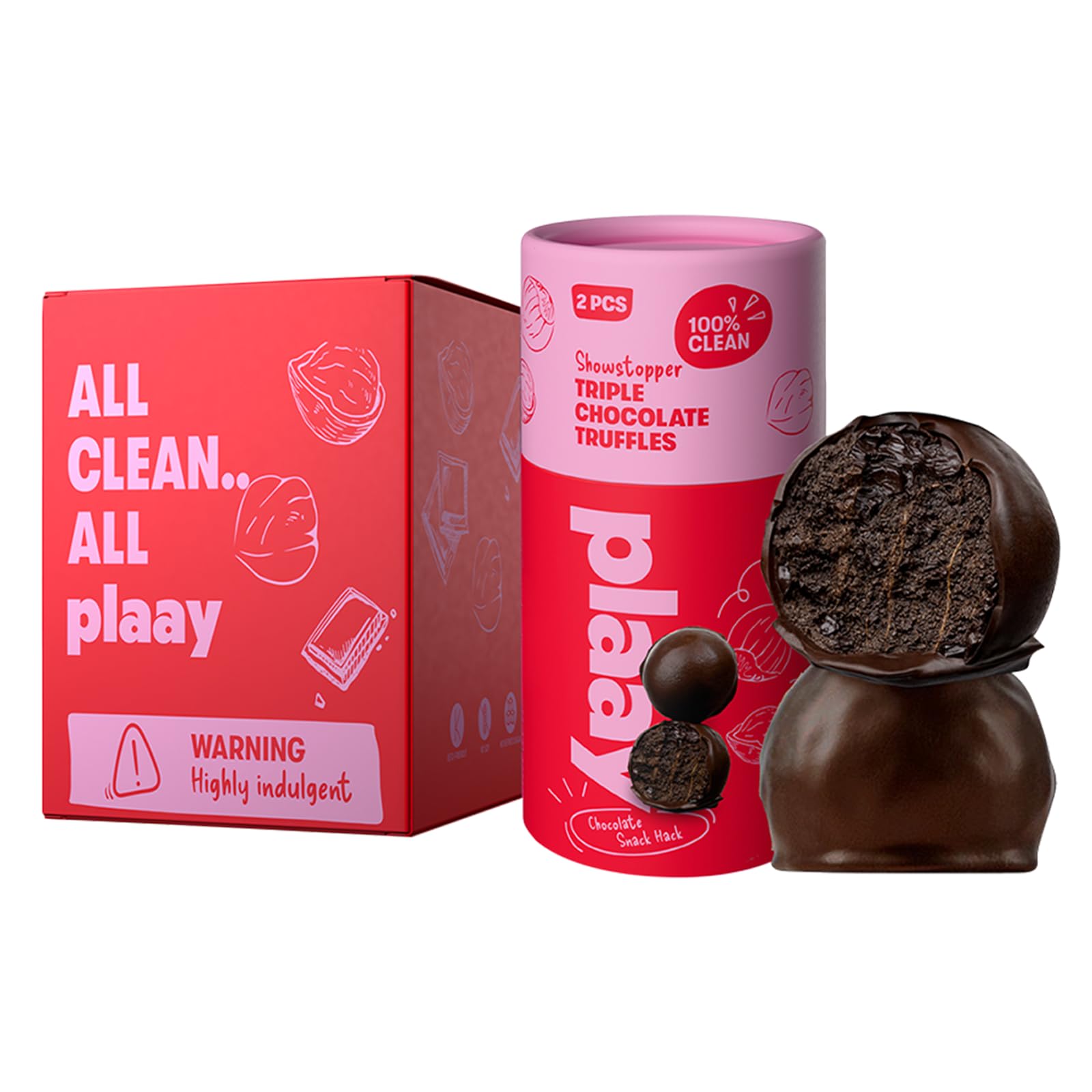 Plaay Triple Chocolate Truffles – Rich Dark Chocolate with Chocolate Chips & Cocoa Nibs – Clean Ingredients, Guilt-Free Indulgence, Keto-Friendly and Made with Premium Ingredients 10 x 30g