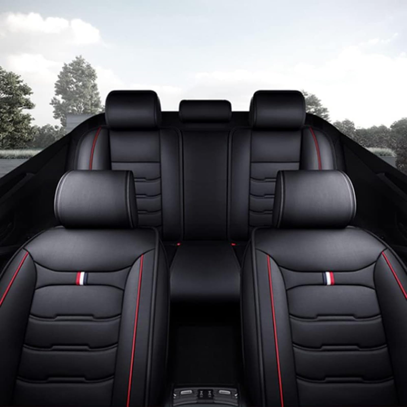 Fundas Asientos Coche, para VW Caddy 2000-2024 Protector Asiento Coche Cuero, Suave Transpirable Impermeable, Cobertura Total Duraderas,B