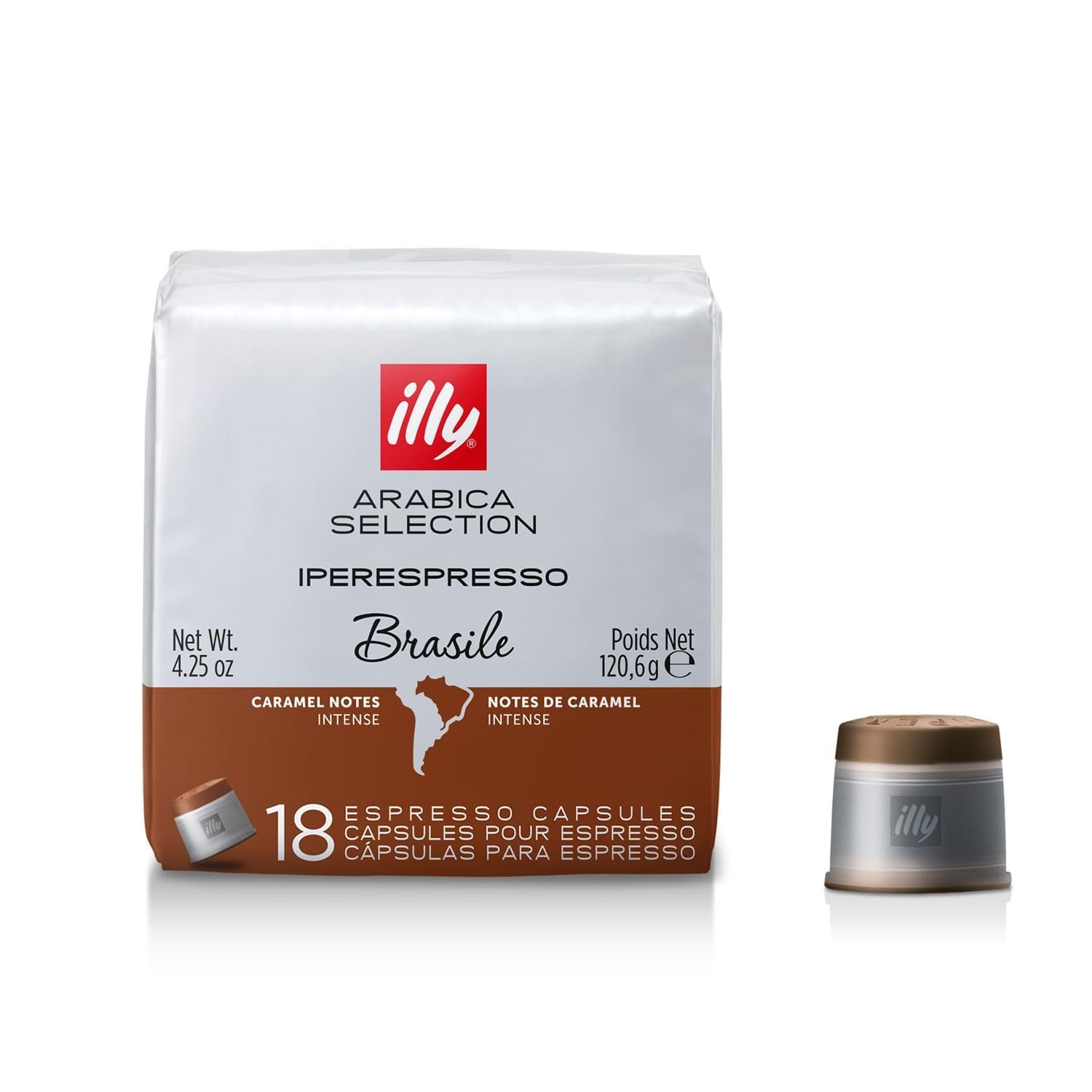 illy Coffee iperEspresso Capsules – Single-Serve Coffee Capsules & Pods – Single Origin Coffee Pods – Brasile Roast with Notes of Caramel – For iperEspresso Capsule Machines – 18 Count