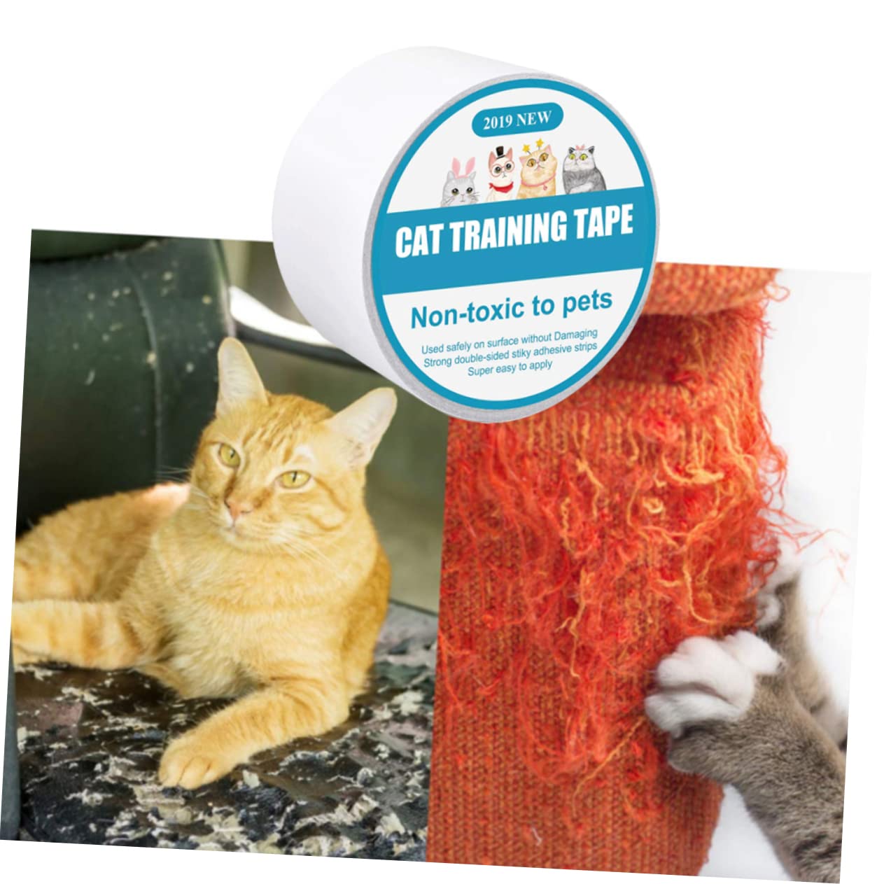 FRCOLOR 3 unidades de cinta rascador para gatos para muebles, transparente, protección contra arañazos, para muebles, gatos, alfombras, para mascotas, cinta adhesiva, protección de muebles, protección