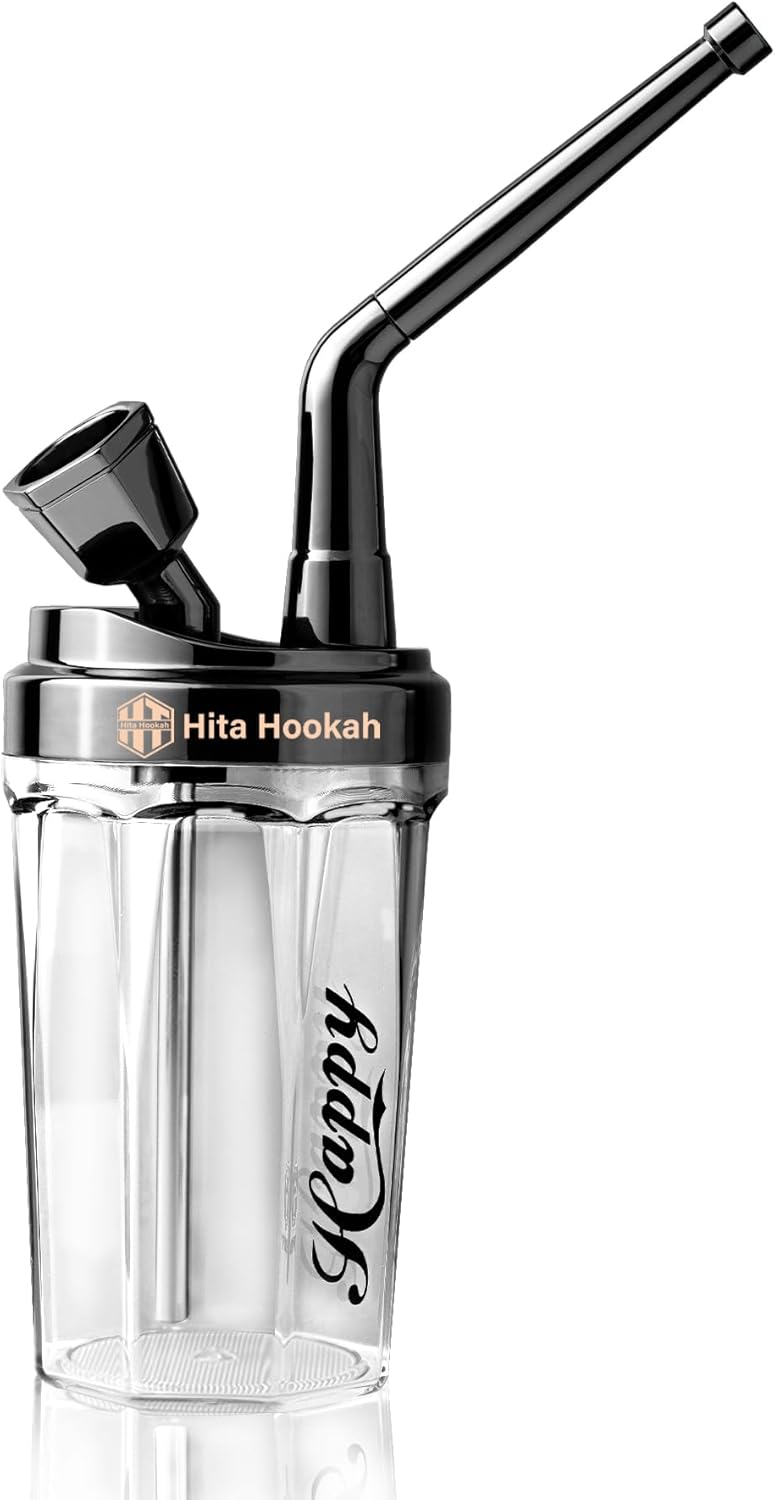 Hita Portable Hookahs Water Pipe Set for Travel, Black, Easy Setup, and Large Cloud Performance