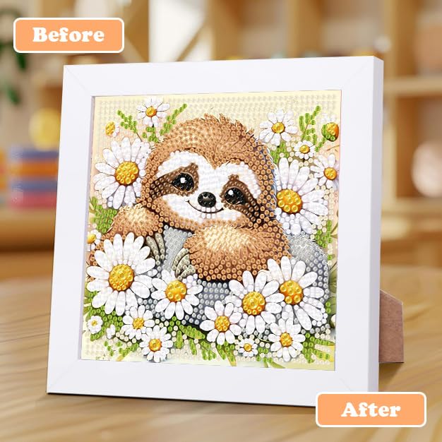 Viart Sloth Diamond Art with Framed, Sloth Diamond Painting, Animal Small Diamond Art Kits - Image 4